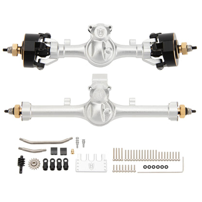 MEUS Racing SCX24 Metal V2 Isokinetic Front Rear Axles +5MM Isokinetic 3-Section CVD With 52° Steering Angle for 1/24 SCX24 - Silver