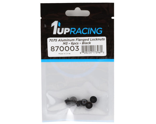 870003 - 7075 Aluminum Flanged Locknuts M3 - 6 pcs - Black