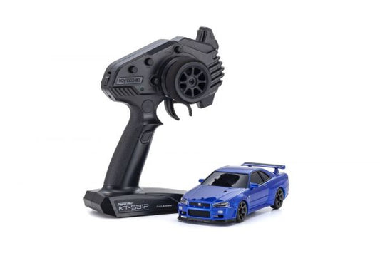 Kyosho MA-020 AWD Mini-Z ReadySet w/Nissan Skyline GT-R R34 V. Spec II Nur Body (Metallic Blue) w/KT-531P 2.4GHz Radio- 32658MB