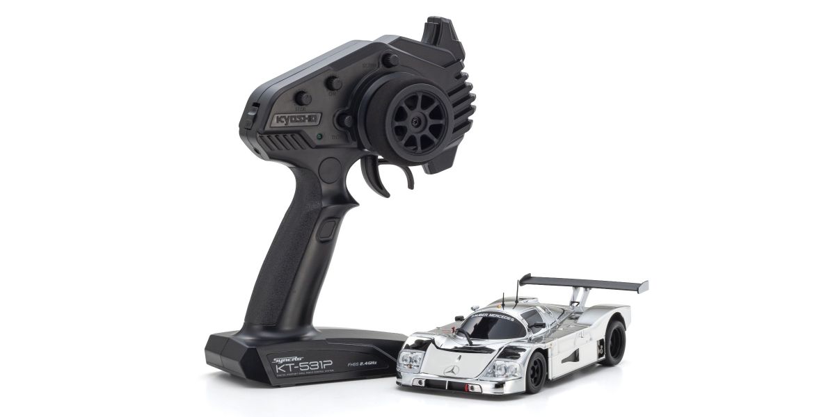 Kyosho MR-04 RWD Mini-Z Readyset w/Sauber-Mercedes C9 Body (Chrome/Silver) w/KT-531P 2.4GHz Radio - 32362CRG