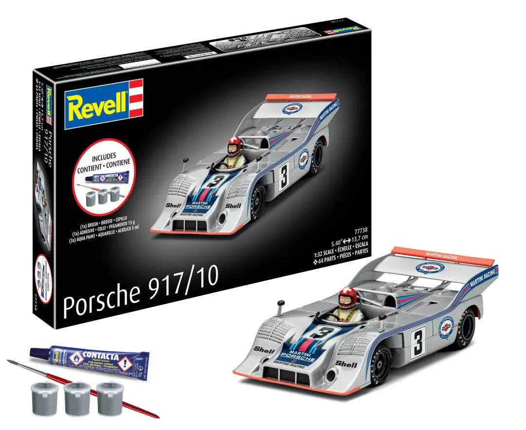 Revell 1/32 Porsche 917/10 Plastic Model kit w/Paint, Brush & Cement- 77738