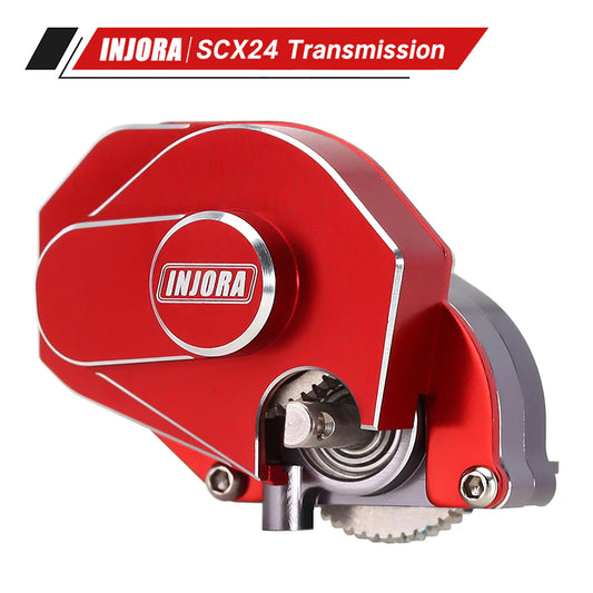 SCX24-130RD INJORA CNC Aluminum Complete Transmission Gearbox for Axial SCX24 AX24 - Red
