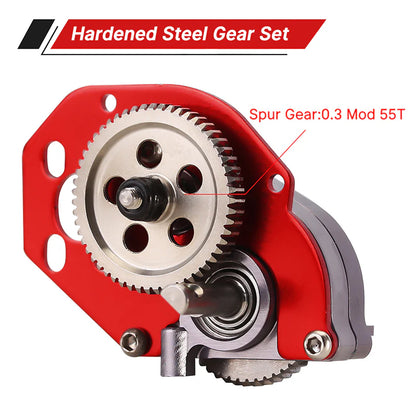 SCX24-130RD INJORA CNC Aluminum Complete Transmission Gearbox for Axial SCX24 AX24 - Red
