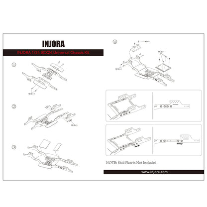 SCX24-182 INJORA Universal LCG Carbon Fiber Chassis Frame Kit for 1/24 SCX24