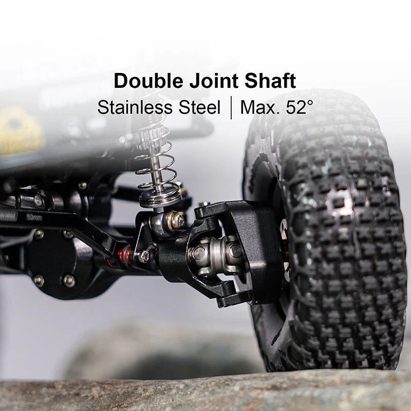 SCX24-190BKFR INJORA +4mm Extended Aluminum Front & Rear Axles Set for Axial SCX24 (Black)