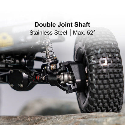 SCX24-190BKFR INJORA +4mm Extended Aluminum Front & Rear Axles Set for Axial SCX24 (Black)