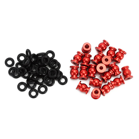INJORA 20PCS Aluminum / Brass Joint Balls Pivot Balls with O-rings for INJORA SCX24 Shock Links - RED