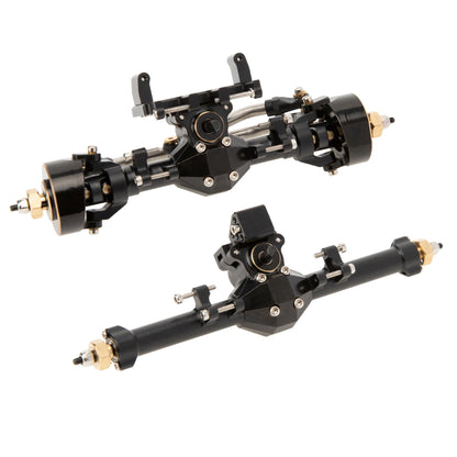 SCX24-01-KY1568 MEUS Racing Isokinetic 3-Section CVD Front and Rear Axles Maximum Steering Angle 52° Wider +5MM for Axial SCX24 Deadbolt C10 JLU Gladiator Bronco 1/24 RC Crawler Upgrade Parts - Front and Rear axles black