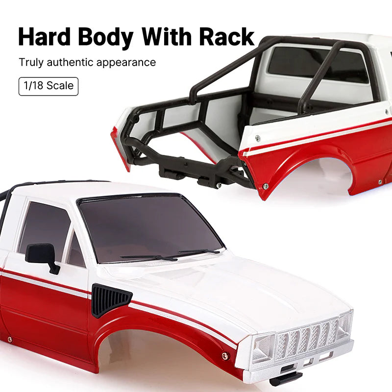 INJORA IR60 Pickup Hard Body with Bed Rack for 1/18 TRX4M Defender Bronco - IR60-RW