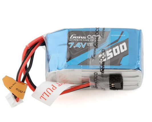 Gens Ace 2S LiPo Receiver Battery (7.4V/2500mAh) w/JR Connector - GEA2S2500RXJR
