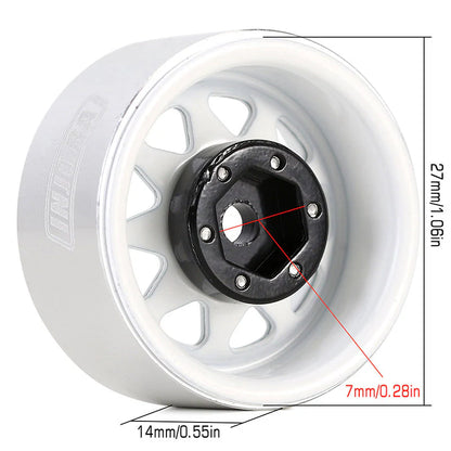 YQW-1004WH INJORA 1.0" Negative Offset 3.78mm Deep Dish Stamped Steel Wheel Rims for 1/24 RC Crawlers (4) (W1004)