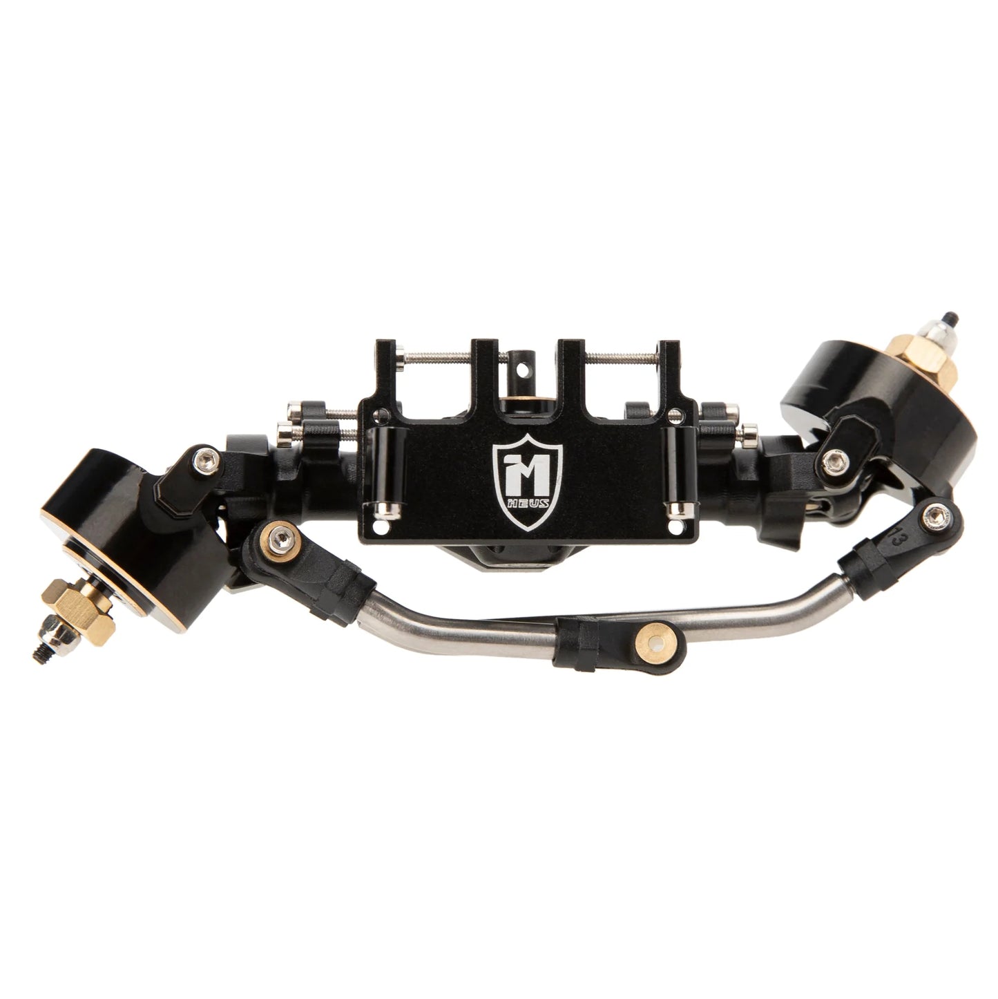 SCX24-01-KY1568 MEUS Racing Isokinetic 3-Section CVD Front and Rear Axles Maximum Steering Angle 52° Wider +5MM for Axial SCX24 Deadbolt C10 JLU Gladiator Bronco 1/24 RC Crawler Upgrade Parts - Front and Rear axles black