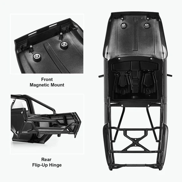 INJORA IR60-10 Hard Body with Interior & Bed Cage for 1/10 RC Crawler (Black) - IR60-10BK