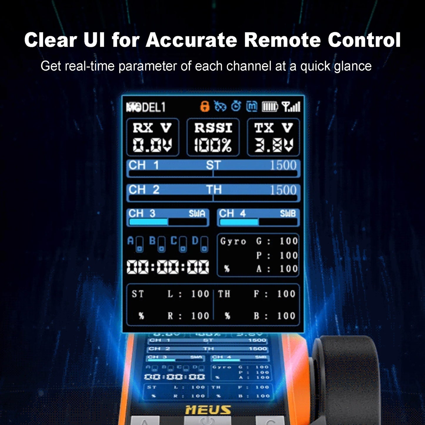 MEUS Racing ME-8A 8CH 2.4GHz RC Transmitter with M-08A Receiver for all Micro & Mini Crawlers - Orange - MEUS-01-6022O