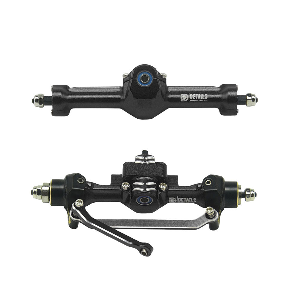 Houston RC SCX30 Aluminum Front & Rear Axles (Black) with Brass Knuckles, Steering Links, Upgraded Gears, etc. - DTSCX3012BL