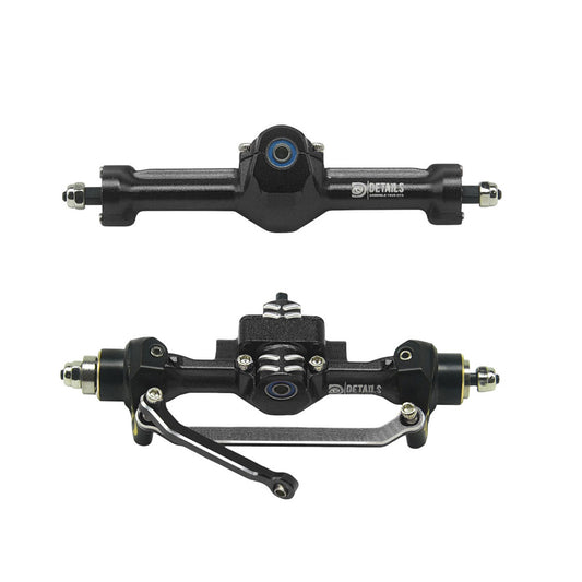 Houston RC SCX30 Aluminum Front & Rear Axles (Black) with Brass Knuckles, Steering Links, Upgraded Gears, etc. - DTSCX3012BL