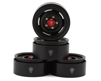 Treal Hobby 1.9" Aluminum Retro-Style Vintage Wagon Crawler Beadlock Wheels (134g) (Black) (4) - TLHTWHEEL-191
