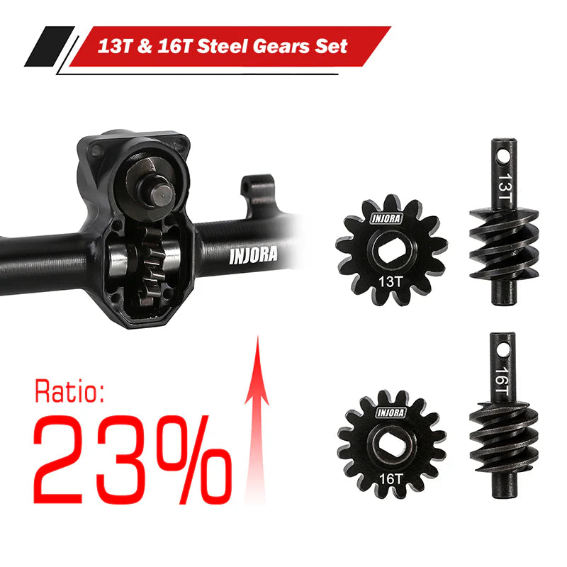 SCX24-184BKFR INJORA ProSteer Double Joint Aluminum Axles for Axial SCX24