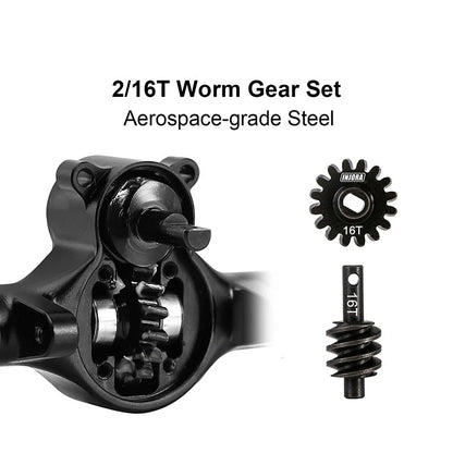 SCX24-190BKFR INJORA +4mm Extended Aluminum Front & Rear Axles Set for Axial SCX24 (Black)