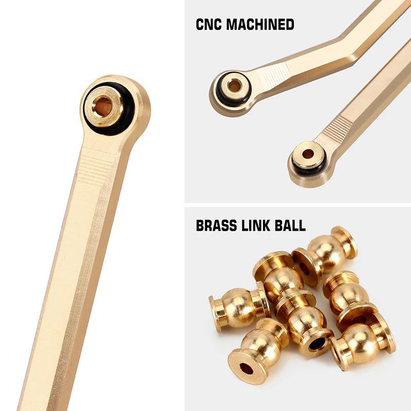 SCX24-127 INJORA 8PCS 43g Heavy Brass High Clearance Chassis 4 Links Set for Axial SCX24 Gladiator Power Wagon