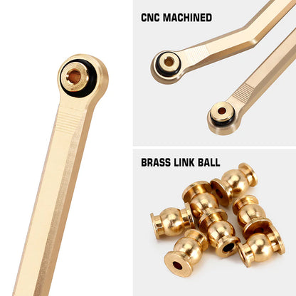 SCX24-127 INJORA 8PCS 43g Heavy Brass High Clearance Chassis 4 Links Set for Axial SCX24 Gladiator Power Wagon