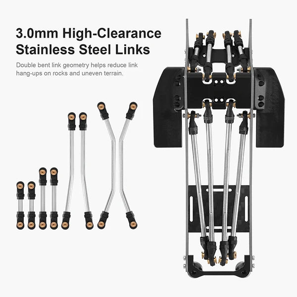 INJORA Rockover Titanium LCG Chassis Kit for 1/24 SCX24, 156mm Wheelbase, 18° Skid Angle - INC-24H