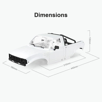 INJORA IR60-10 Hard Body with Interior & Bed Cage for 1/10 RC Crawler (White) -  IR60-10WH
