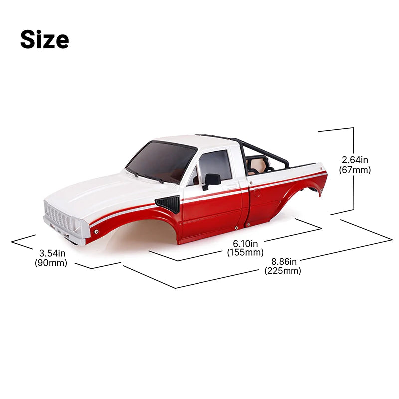 INJORA IR60 Pickup Hard Body with Bed Rack for 1/18 TRX4M Defender Bronco - IR60-RW