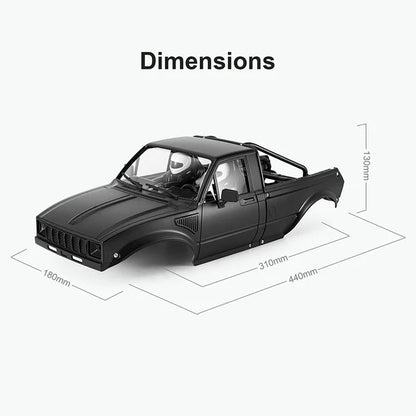 INJORA IR60-10 Hard Body with Interior & Bed Cage for 1/10 RC Crawler (Black) - IR60-10BK