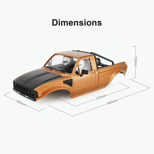 INJORA IR60-10 Hard Body with Interior & Bed Cage for 1/10 RC Crawler (Orange) - IR60-10OG