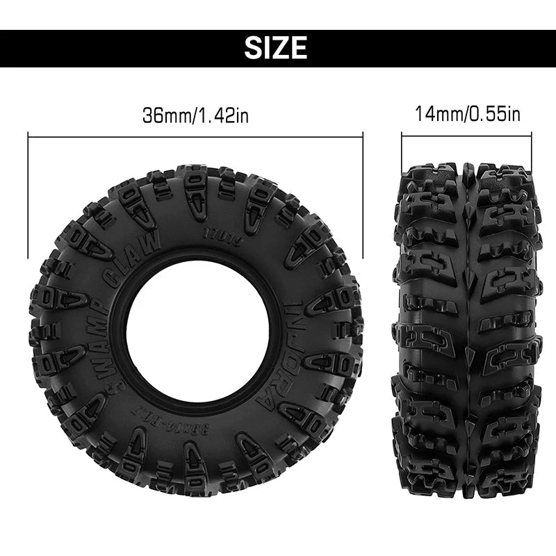 INJORA 36*14mm 0.7" Swamp Claw Tires - T7019