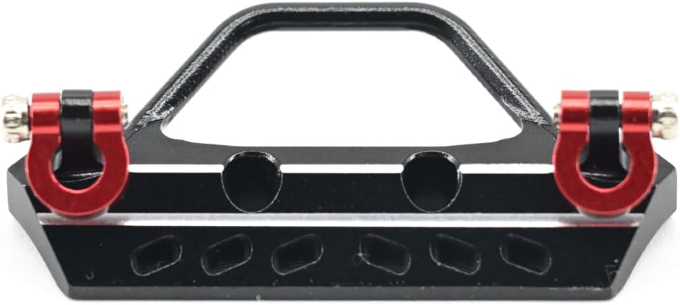Houston RC SCX30 Aluminum Bumper (Front) for Axial Jeep Chassis (Black) w/(Red) Hooks - DTSCX3073