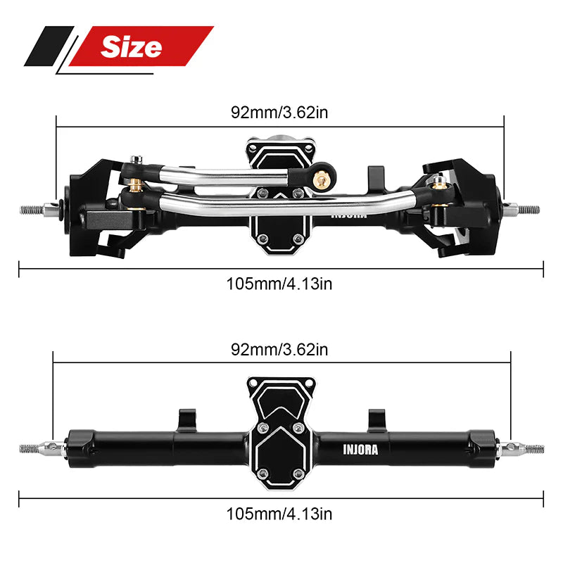 SCX24-184BKFR INJORA ProSteer Double Joint Aluminum Axles for Axial SCX24