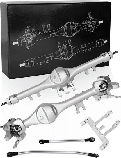 Houston RC Aluminum Front and Rear Axles for VS4-10, SCX10 III and custom builds - Silver Finish