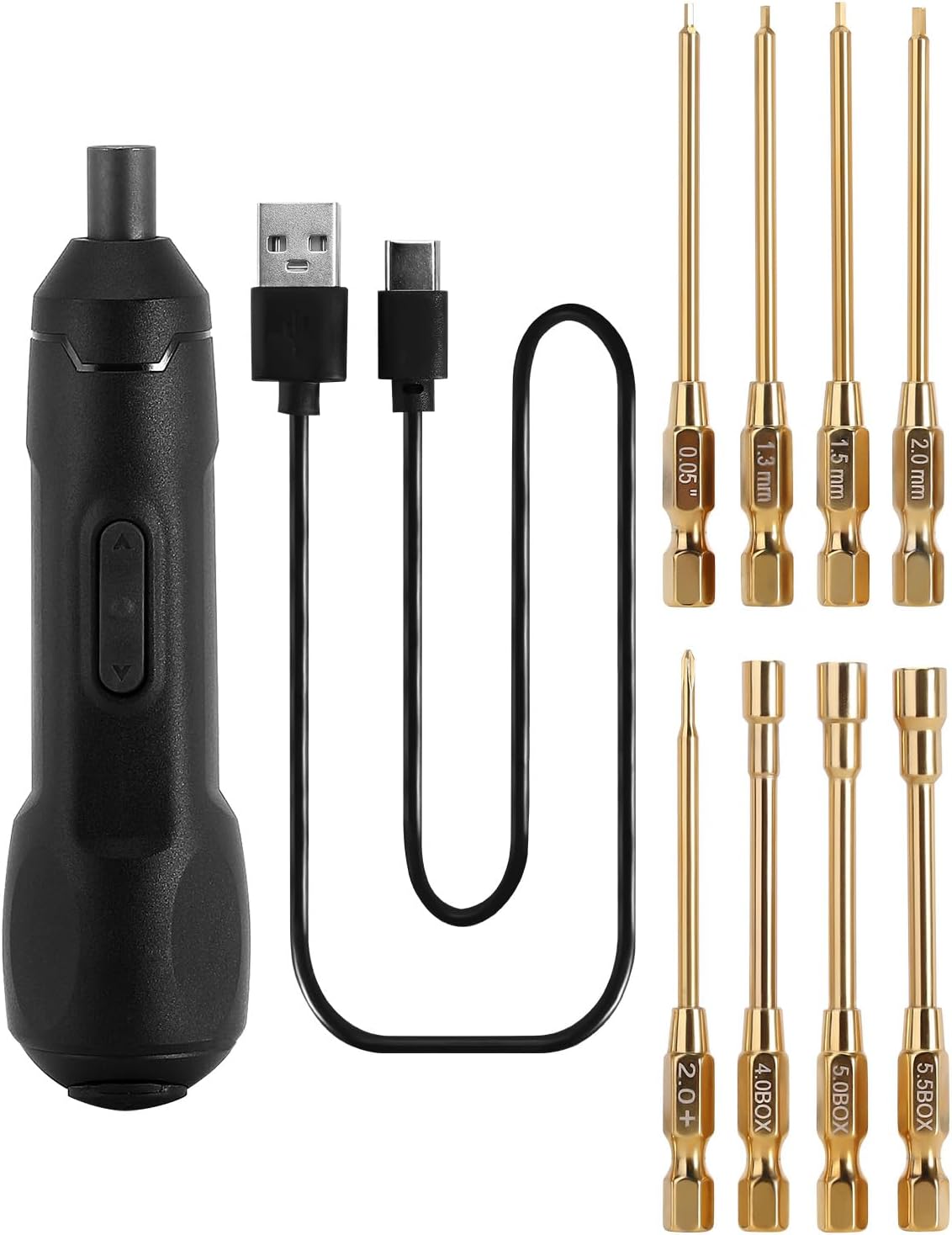 INJORA Mini Cordless Electric Screwdriver Set for 1/24-1/10 RC Cars - ScrewDriver Drill + Bits