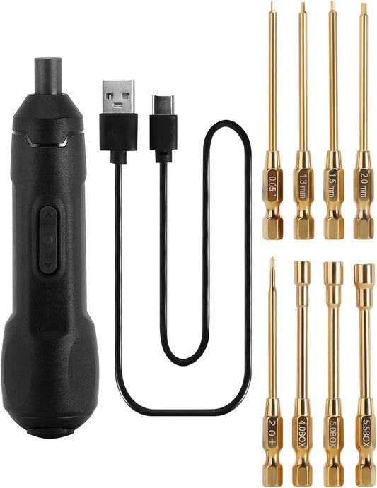 INJORA Mini Cordless Electric Screwdriver Set for 1/24-1/10 RC Cars - ScrewDriver Drill + Bits