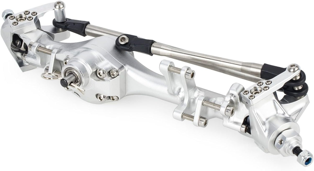 Houston RC Aluminum Front and Rear Axles for VS4-10, SCX10 III and custom builds - Silver Finish