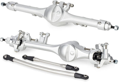 Houston RC Aluminum Front and Rear Axles for VS4-10, SCX10 III and custom builds - Silver Finish