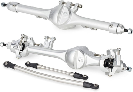 Houston RC Aluminum Front and Rear Axles for VS4-10, SCX10 III and custom builds - Silver Finish