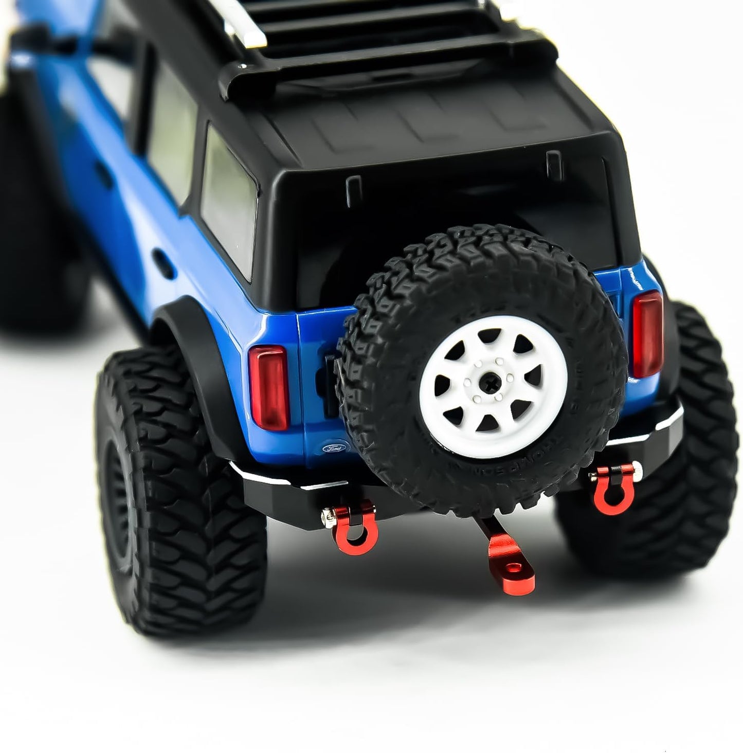 Houston RC SCX30 Aluminum Bumper (Rear) for Axial Jeep & Bronco Chassis (Black) w/(Red) Hooks - DTSCX3075