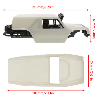 MEUS-MB24-03 MEUS Racing MB24 Body 5.2in 132MM Axial Shell Body ABS+Nylon Carbon Fiber Frame For 1/24 Axial SCX24 Bronco JLU B-17 C10 - White (Paintable)