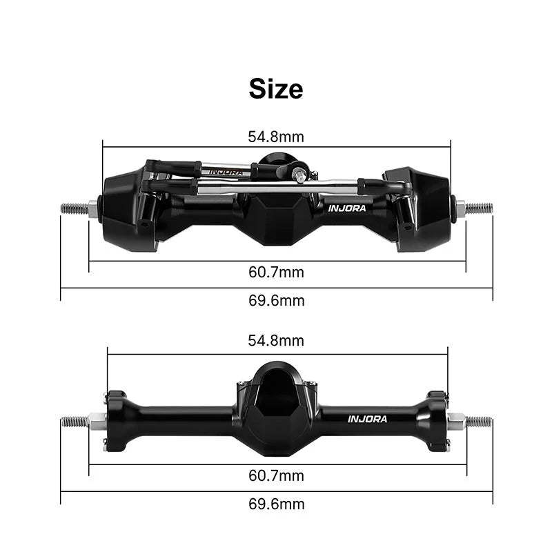 INJORA Stock Width Axles with Brass Steering Knuckles for 1/30 SCX30 - SCX30-32BKFR