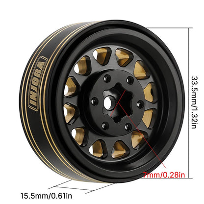 Injora 1.3” Brass Beadlock Wheels for 1/24 or 1/18 RC Crawler - YQW-1301BGD