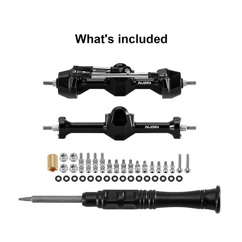 INJORA Stock Width Axles with Brass Steering Knuckles for 1/30 SCX30 - SCX30-32BKFR