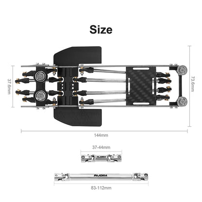 INJORA Rockover Titanium LCG Chassis Kit for 1/24 SCX24, 156mm Wheelbase, 18° Skid Angle - INC-24H