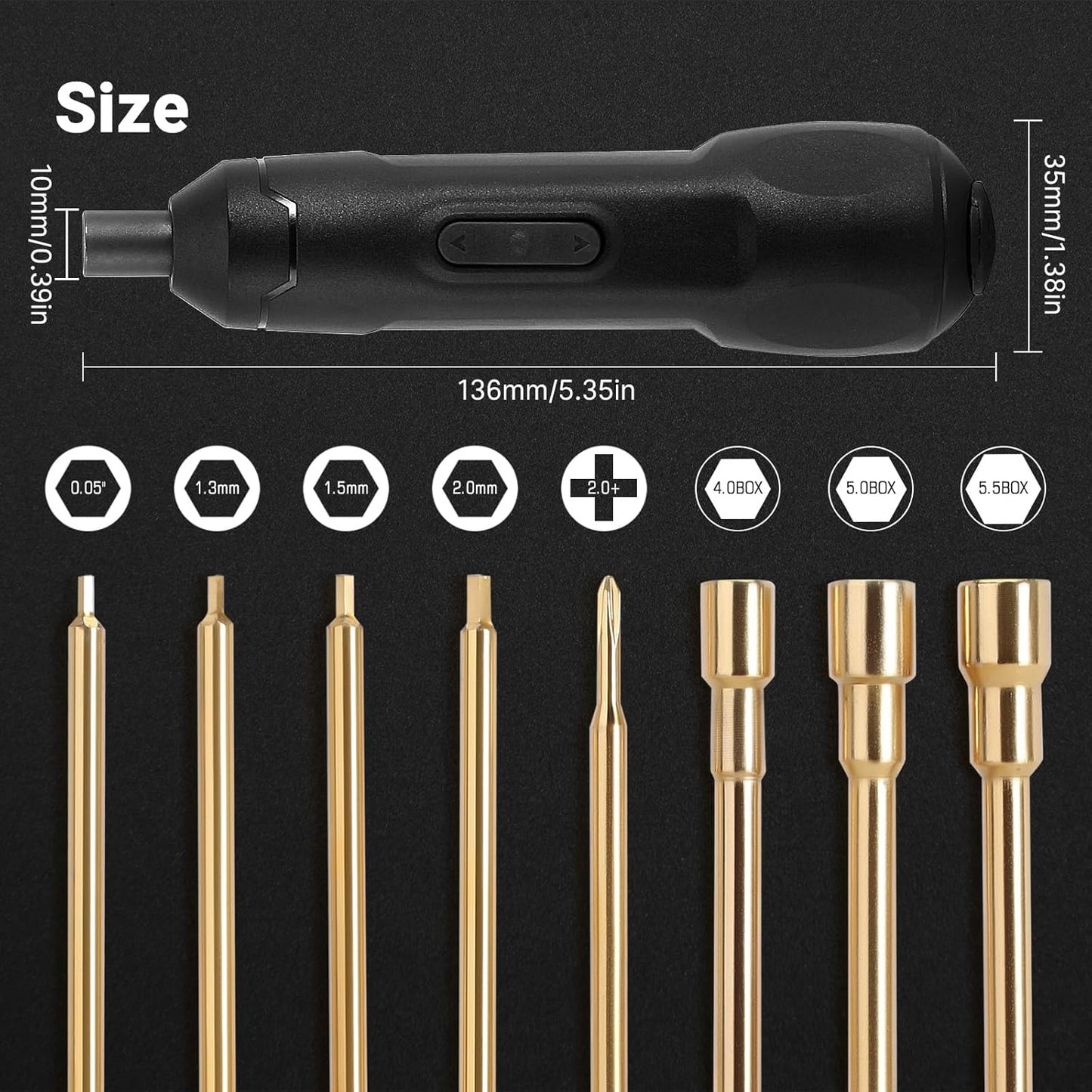 INJORA Mini Cordless Electric Screwdriver Set for 1/24-1/10 RC Cars - ScrewDriver Drill + Bits