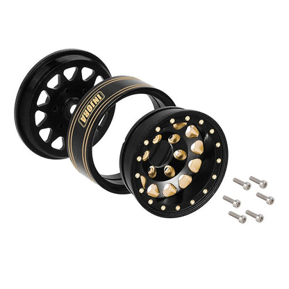 Injora 1.3” Brass Beadlock Wheels for 1/24 or 1/18 RC Crawler - YQW-1301BGD