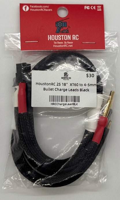 HoustonRC 2S 18” XT60 to 4-5mm Bullet Charge Leads Black