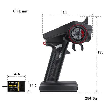 MEUS Racing ME-8A 8CH 2.4GHz RC Transmitter with M-08A Receiver for all Micro & Mini Crawlers - Black - MEUS-01-6022