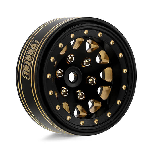 Injora 1.3” Brass Beadlock Wheels for 1/24 or 1/18 RC Crawler - YQW-1301BGD